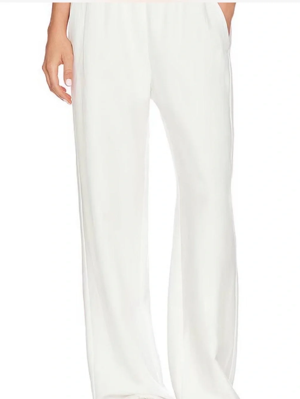 Enza Costa White Wide-Leg Pull-On Pants